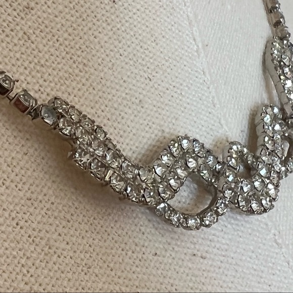 Vintage Twisted Rhinestone Necklace 1980s - Picture 6 of 6